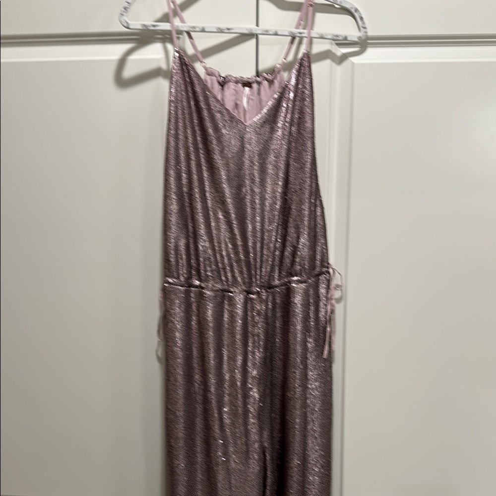 Free People Metallic Pink Sleeveless Jumpsuit